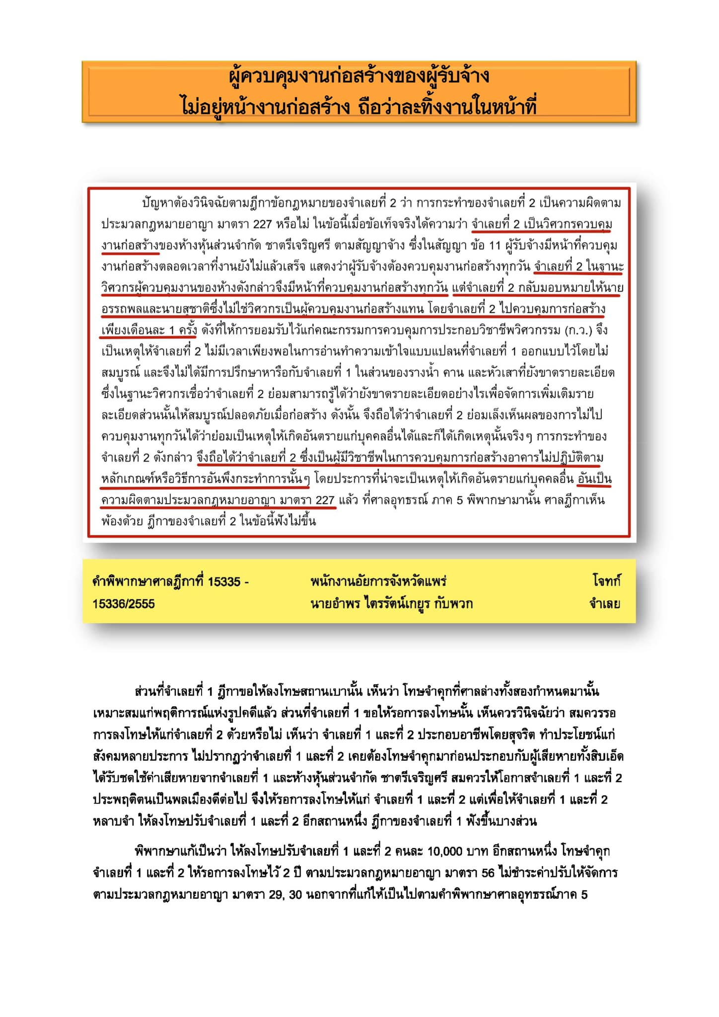 ผู้ควบคุมงานก่อสร้างของผู้รับจ้าง ไม่อยู่หน้างานก่อสร้าง ถือว่าละทิ้งงาานในหน้าที่.jpg