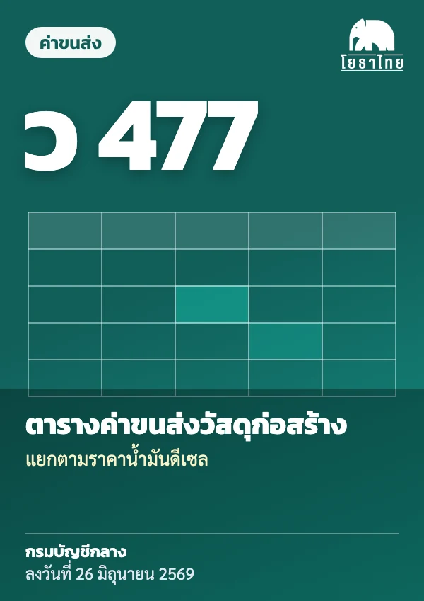 ปก ว 477 ตารางค่าขนส่งวัสดุก่อสร้าง