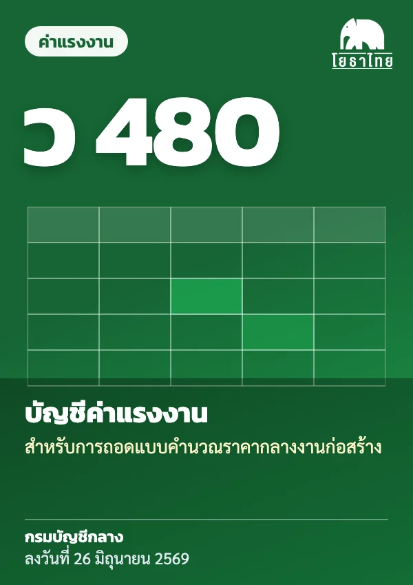 ปก ว 480 บัญชีค่าแรงงานสำหรับการถอดแบบคำนวณราคากลางงานก่อสร้าง