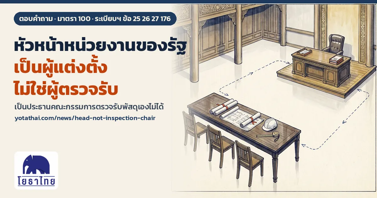 หัวหน้าหน่วยงานของรัฐเป็นประธานคณะกรรมการตรวจรับพัสดุเองไม่ได้ มาตรา 100 ให้อำนาจแต่งตั้งเท่านั้น ไม่ได้ให้อำนาจตรวจรับ