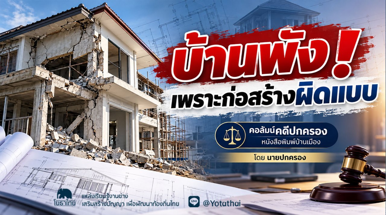 บ้านพัง ! เพราะก่อสร้างผิดแบบ คอลัมน์คดีปกครอง หนังสือพิมพ์บ้านเมือง โดย นายปกครอง