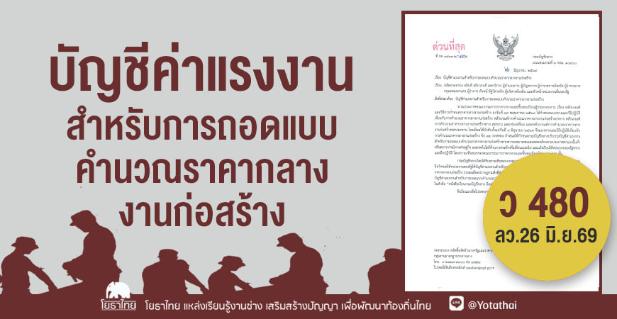 ว 480 บัญชีค่าแรงงานสำหรับการถอดแบบคำนวณราคากลางงานก่อสร้าง